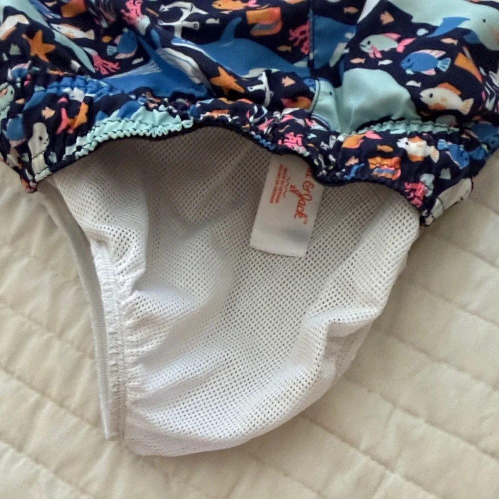 Navy Whale & Ocean Swim Shorts 2T